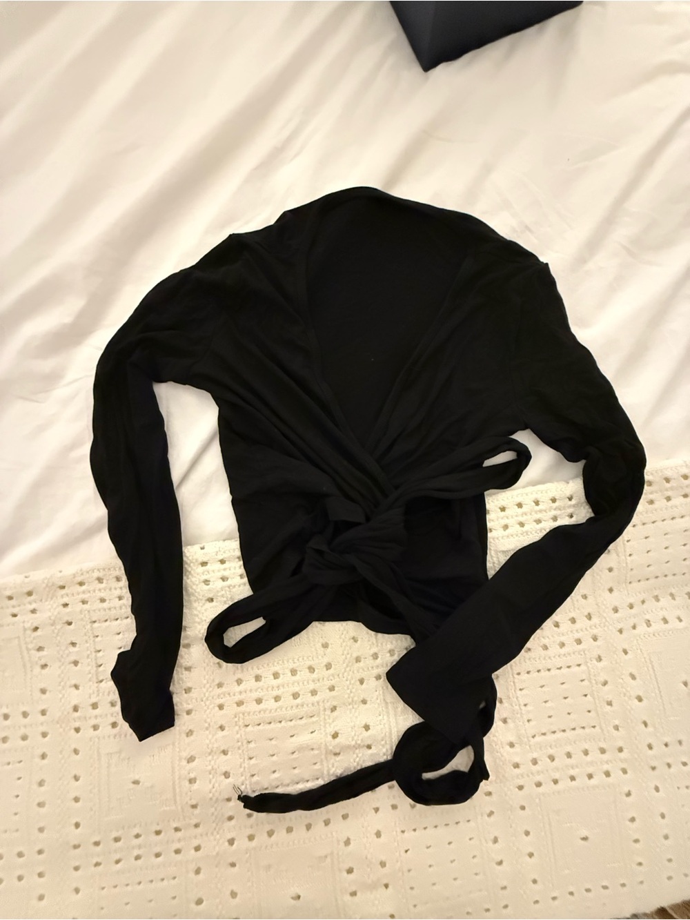 Black Wrap Tie-Front Women's Workout Top